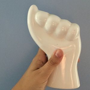 White Ceramic Hand Shaped Flower or Candle Holder